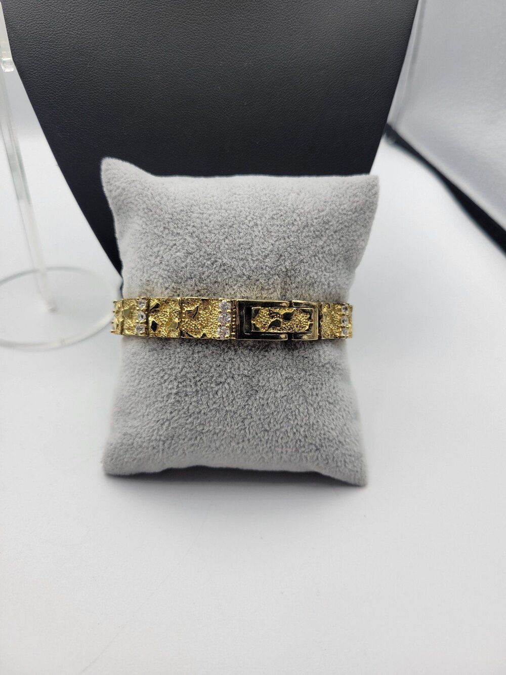 Sterling silver gold vermil link bracelet with CZs